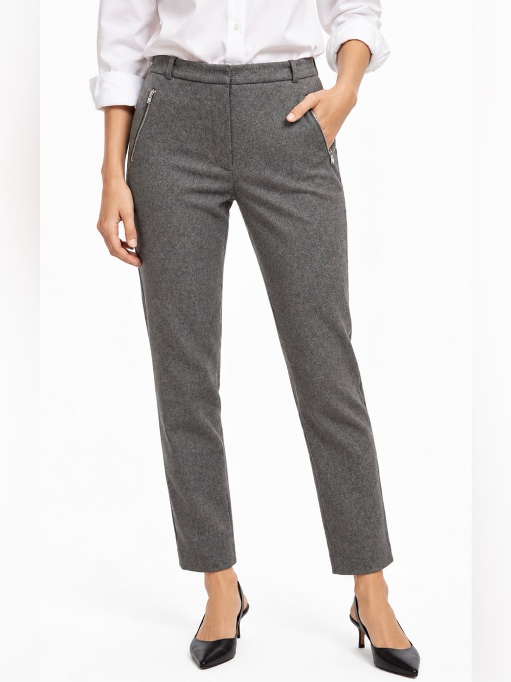 Aritzia Wilfred Cashmere Wool Blend Gimont Ankle Dress Pants Gray Size 10 Office